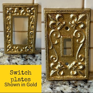 White covers/Gold GFI/ Double Light Switch Cover/single light switch cover/Nursery/Bedroom/Light Switch Plate/Pick color/Outlet Cover/