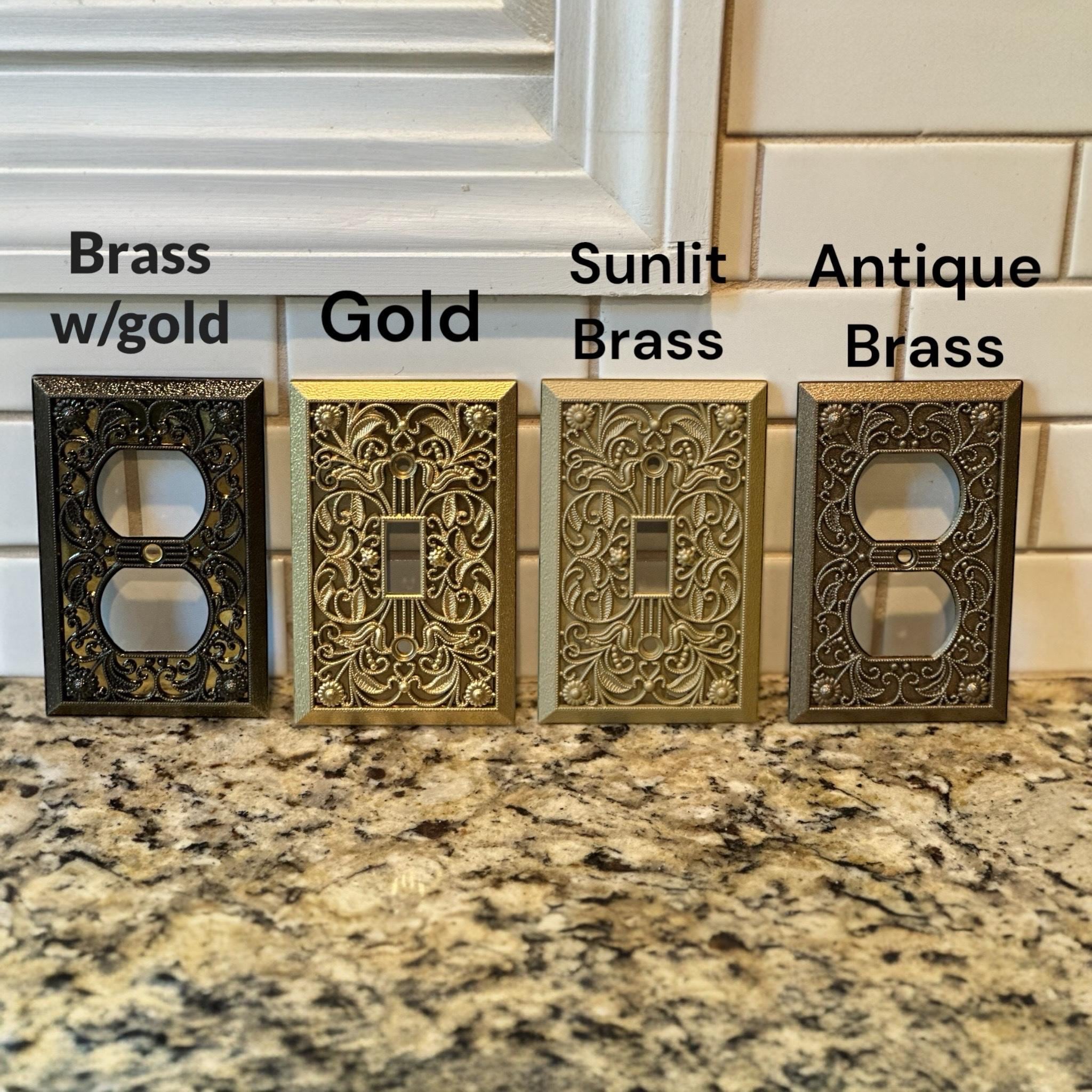 Light Switch Cover, FREE matching SCREWS, Switch Plates, Outlet Covers, Antique Brass, Plug Cover, Switchplate, Bronze, Gold