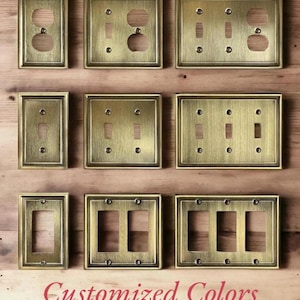 Antique Brass Switch Plate Cover, Modern Home Decor, Free Screws (38 colors)