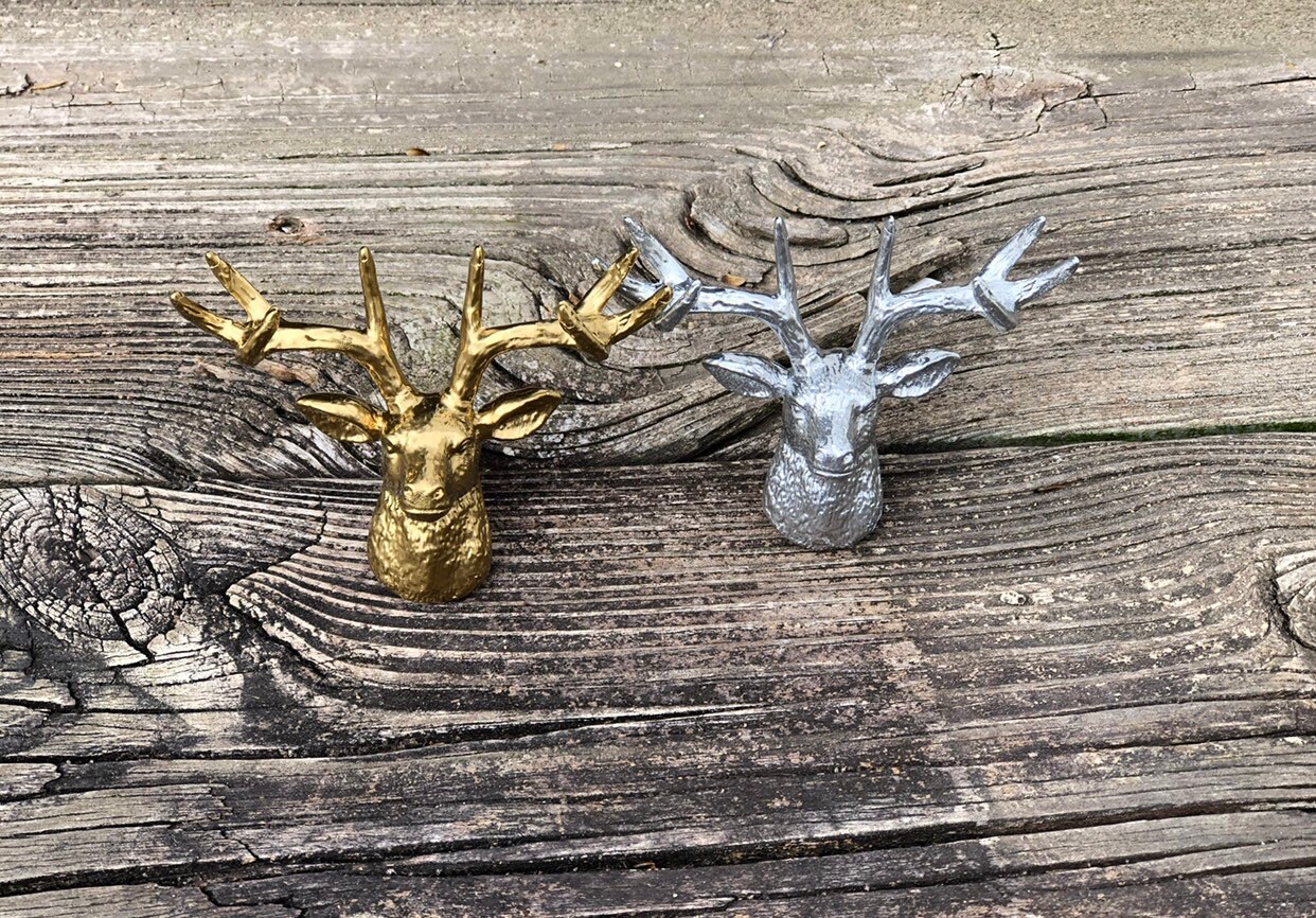 Deer metal Knobs/Deer Metal Knobs/pick COLOR/Antler Drawer Etsy