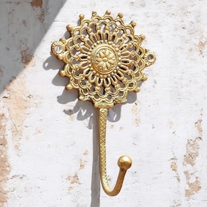 solid brass Bohemian style Hook, Brass Coat Hook,Wall Hanger, Vintage Hook, Gold Coat Hook, brass towel hook
