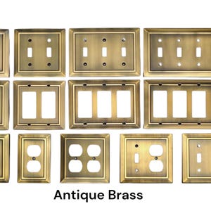 Antique Brass Gold Bronze wall covers Light Switch Cover, Switch Plates, Outlet Covers, Plug, Rocker, GFI