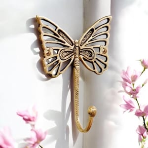 solid brass gold butterfly Hook, Brass Coat Hook,Wall Hanger, Vintage Hook, Gold Coat Hook, brass towel hook