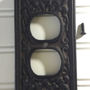 CLEARANCE/Cast Iron plug cover/Outlet Cover/Plug Cover/Cast Iron/Outlet Cover/Plug Plate/Decorative Cover/Ornate Plug Cover/Rustic Cover image 3