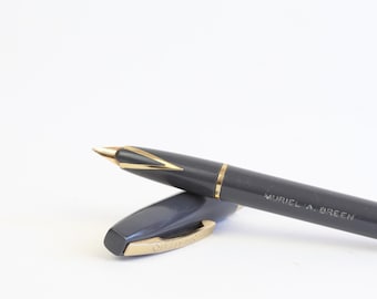Sheaffer 800 "Dolphin" Fountain Pen: Gray, Medium Gold Nib, Restored