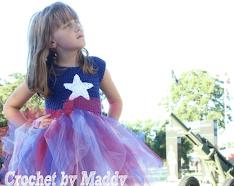 Crochet Captain America Inspired Tutu Dress