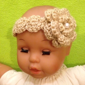 Crochet Shell Headband with Flower
