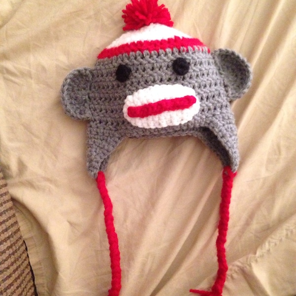 Crochet Sock Monkey Hat with Braids
