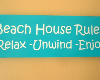Beach House rules wood sign, Beach decor sign, Beach house Turquoise sign, Beach house gift, Nautical sign, beach house decor, nautical sign