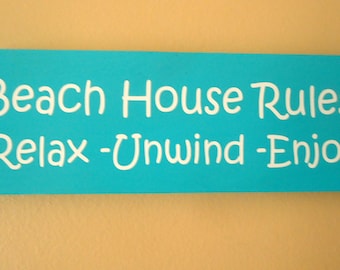 Beach House rules wood sign, Beach decor sign, Beach house Turquoise sign, Beach house gift, Nautical sign, beach house decor, nautical sign