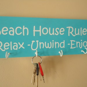 Nautical theme key holder, Key organizer, Beach key holder, key hanger, key rack, wood key holder, Beach decor key holder, Beach rules sign