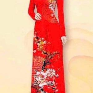 Size S to 3XL- Ao dai Tết ,Vietnamese Dress| 3D Printed Áo dài truyen thong /Ao Dai for Girls, Ao Dai for Women ,Ao dai set .