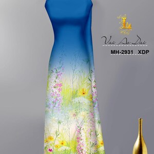 Custom-Tailored Ao Dai Lua Mã não,Lụa Latin Custom Size,3D Imprinted Silk Fabric,| Áo Dài Lụa 3D, Đặt May Theo Số Đo
