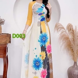 Size S to 3XL Vietnamese Ao dai ,Vietnamese Dress| 3D Printed Áo dài truyen thong /Ao Dai for Girls, Ao Dai for Women , Áo dài nguyên bộ