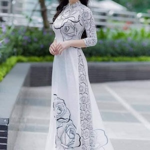 ベトナムアオザイ/Áo Dài Việt Nam/No 34 Size S to 3X Vietnamese Dress Ao Dai Set,for Girls, Ao Dai