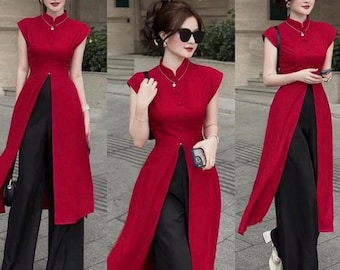 Komplet Ao Dai w stylu wietnamskim, rozmiar S do 5XL, sukienka wietnamska | Jedwabny Ao Dai dla dziewcząt, Ao Dai kiểu ,