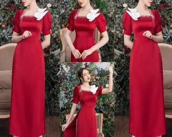 Ensemble Ao dai Taille S à 3XL, Robe vietnamienne | String o dài truyen imprimé en 3D / Ao Dai pour filles, Ao Dai pour femmes, Ao dai Viet Nam