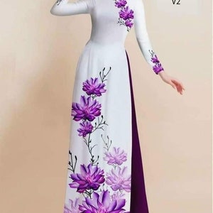 Size S to 3XL Vietnamese Ao dai ,Vietnamese Dress| 3D Printed Áo dài truyen thong /Ao Dai for Girls, Ao Dai for Women , Áo dài bộ