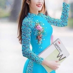 ベトナムアオザイ/Áo Dài Việt Nam/No 34 Size S to 3X Vietnamese Dress Ao Dai Set,for Girls, Ao Dai