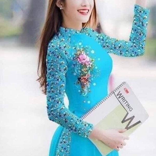 Size S to 3XL Vietnamese Ao dai set, Vietnamese Dress| 3D Printed Áo dài truyen thong /Ao Dai for Girls, Ao Dai for Women ,Ao dai Viet Nam