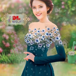 Custom-Tailored Ao Dai with Pants, Mã não Silk, Latin Silk Custom Size,3D Imprinted Silk Fabric,| Áo Dài Lụa 3D, Đặt May Theo Số Đo .
