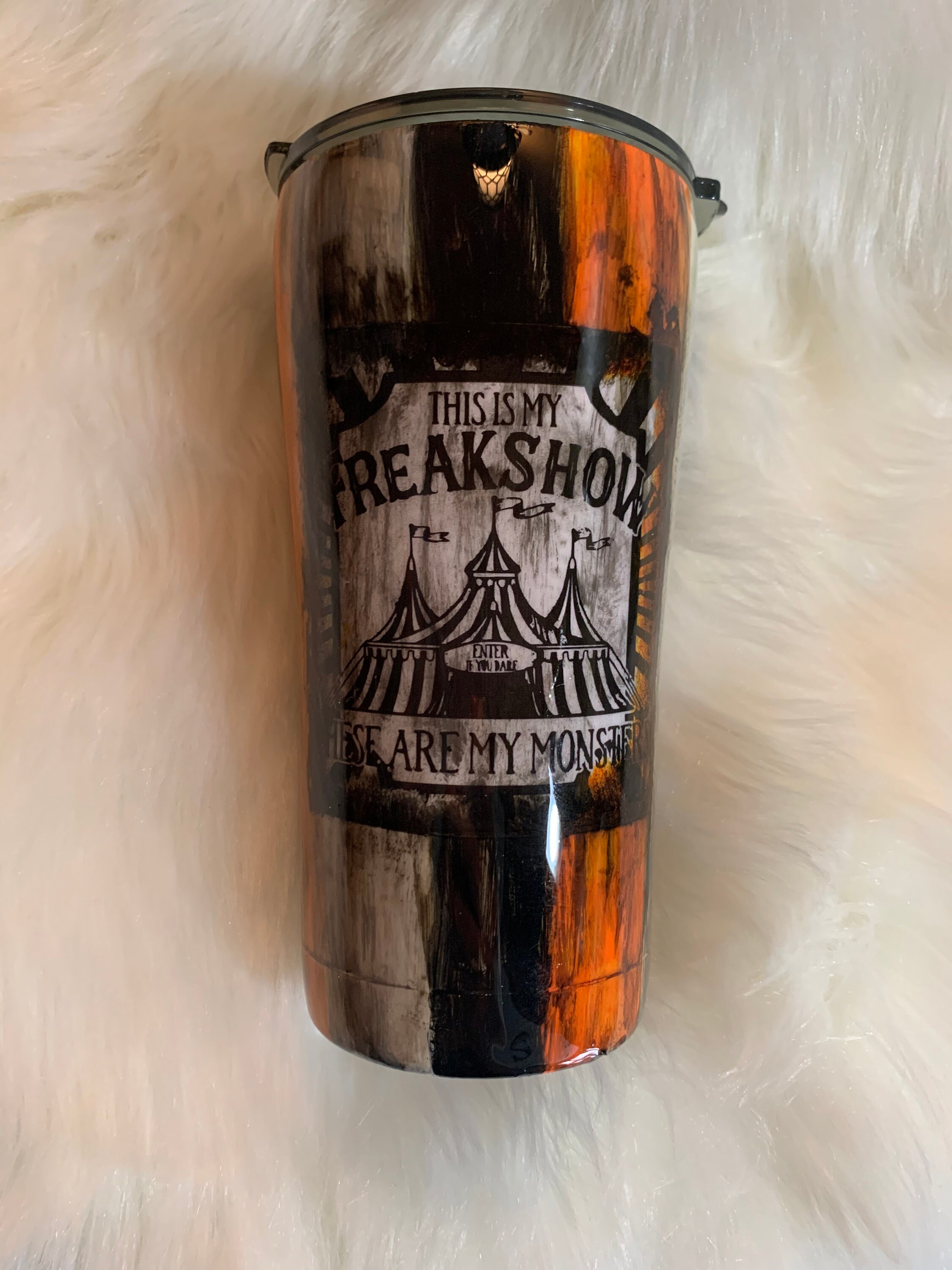 Freak Show Hand Painted Circus Tumbler Etsy