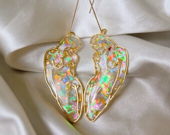 iridescent golden goddess earrings