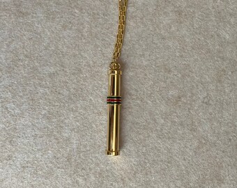 Gucci Vintage Vial Bottle Red and GreenSherry Line Long Pendant Necklace 1980's