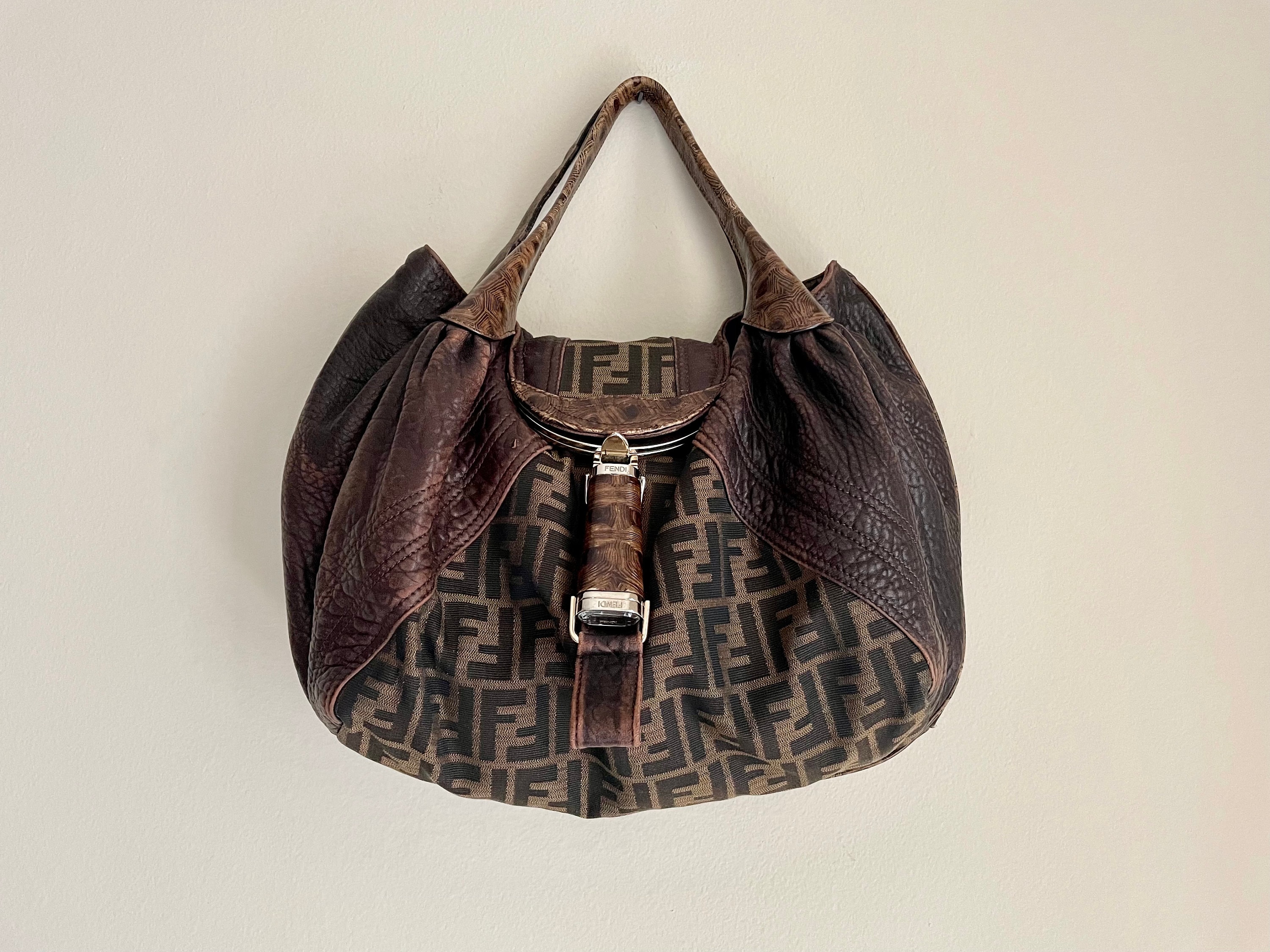 Fendi, Bags, Fendi Spy Bag In Brown Leather With Calf Hair Animal Print  Pattern Rare Vintage