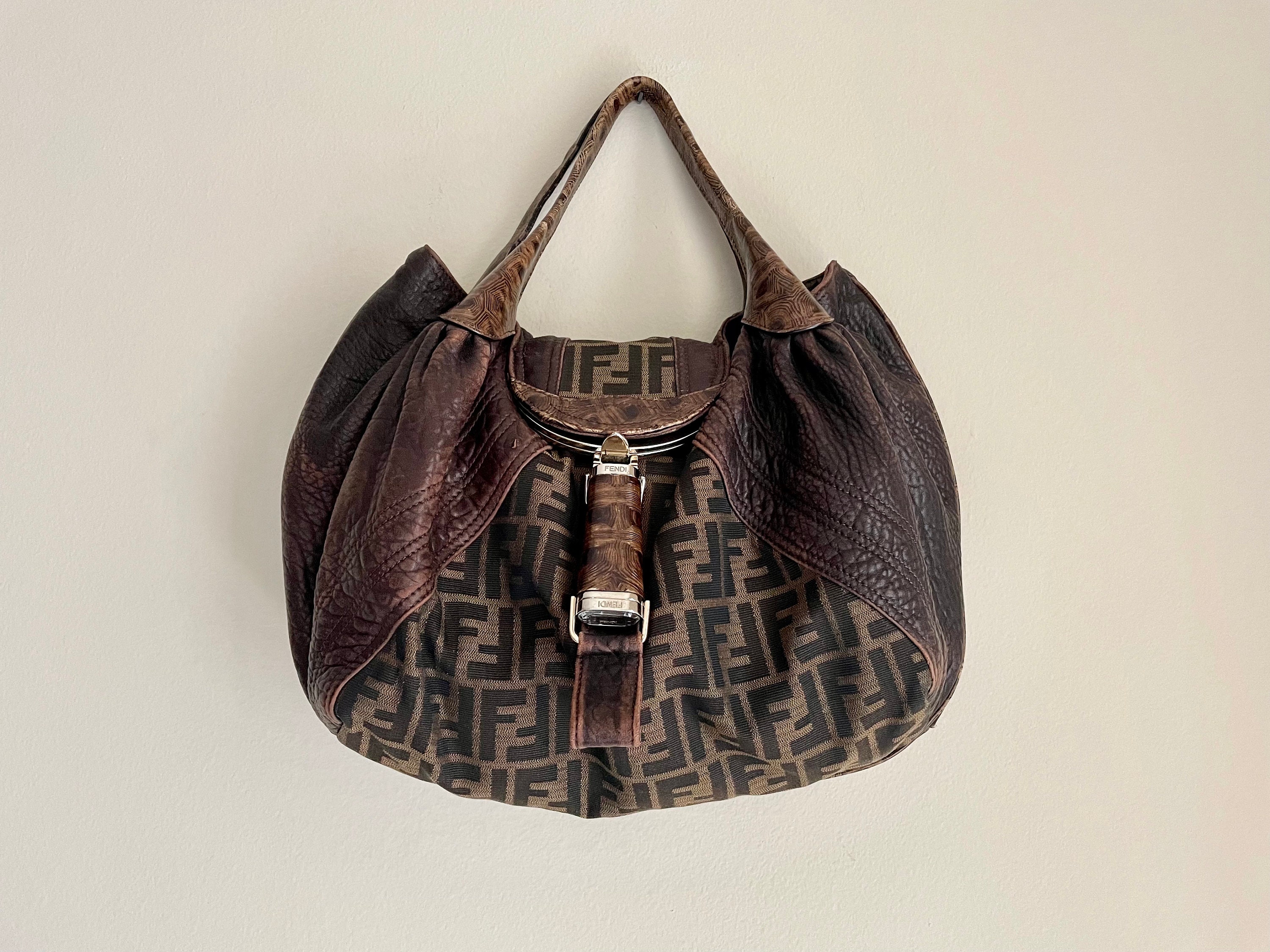 Fendi, Bags, Fendi Zucca Monogram Croissant Baguette Hobo Bag