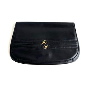 Bolso de mano vintage Gucci – Cartera de lona y cuero negro – Bolso de fiesta de los años 70 – Hecho en Italia – Único