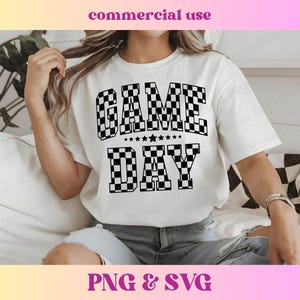 Checkered Game Day PNG SVG | Trendy distressed varsity school spirit grad shirt | High school mascot sublimation retro football gift T-shirt image 1