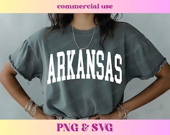 Varsity Arkansas PNG SVG | Trendy state shirt design | Retro Vintage T-shirt Sublimation, Hometown gift, Trending Varsity AR state digital
