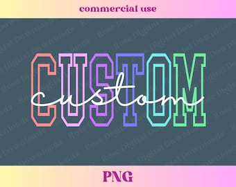 Colorful Custom PNG | Personalized Name Retro Vintage Groovy Sports Shirt Gift Trendy High School Varsity Mascot T-shirt Sublimation Digital