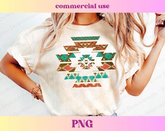 Trendy Distressed Aztec PNG | Orange western cowgirl | Vintage Shirt Design, Cute rodeo t-shirt Tribal Southwestern Sublimation Digital File