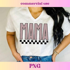 Checkered Mama PNG | Trendy Varsity Retro Mama png | Brown Checkers Mom Shirt | Mama Digital Download Sublimation Design File, Mama shirt