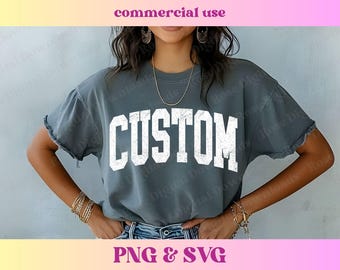 Varsity Custom Name SVG PNG | Personalized distressed school spirit design | Cute high school mascot sublimation | Retro sports gift T-shirt