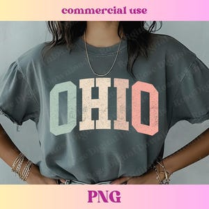 Pastel Ohio PNG | Trendy state shirt design | Retro Vintage T-shirt Sublimation | Hometown gift | Trending Varsity OH state digital PNG