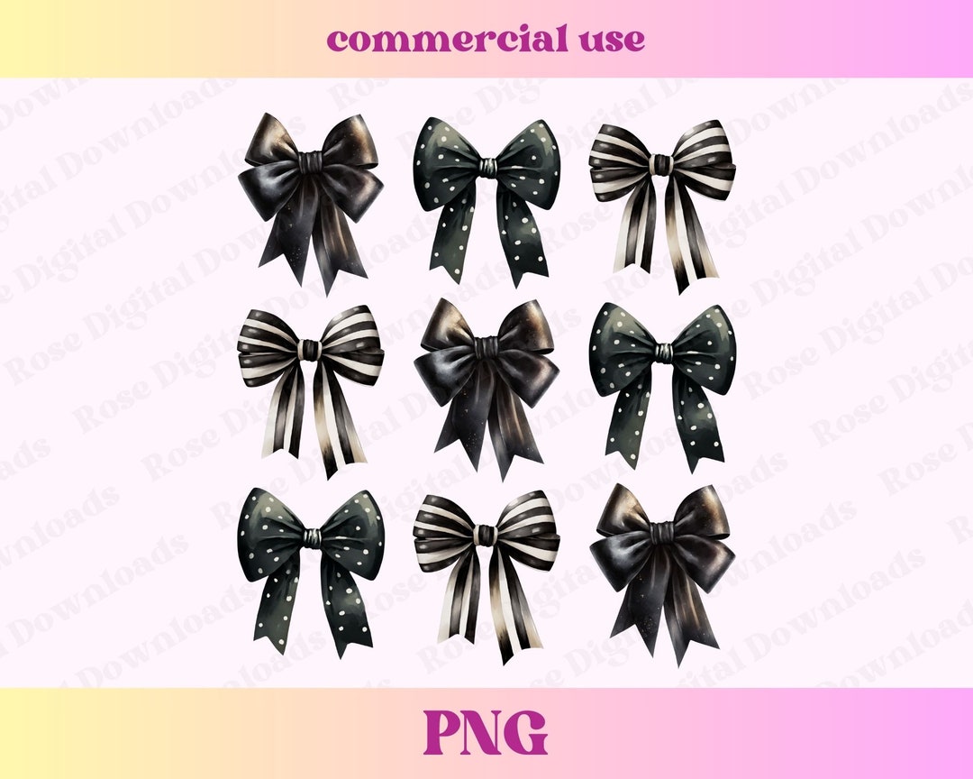 Trendy Coquette Black Bows Png | Halloween Ribbon Bow Aesthetic ...