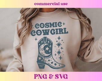 Trendy Cosmic Cowgirl PNG SVG | Y'all western coastal cowgirl | Vintage Ranch Shirt | Cute rodeo design, Cowboy Sublimation Digital Download