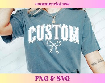 Coquette Custom Mascot PNG SVG | Trendy school spirit checkered bow shirt | Cute high school mascot sublimation, Retro sports gift T-shirt