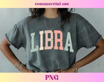 Pastel Libra PNG | Zodiac Shirt | Distressed Varsity Trending Sublimation Birthday Gift T-shirt | Libra Horoscope Astrology birth sign PNG