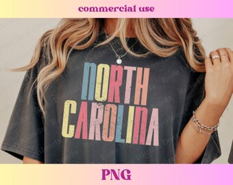 Pastel North Carolina PNG | Trendy state shirt design | Retro Vintage T-shirt Sublimation | Hometown gift, Trending Varsity NC state digital