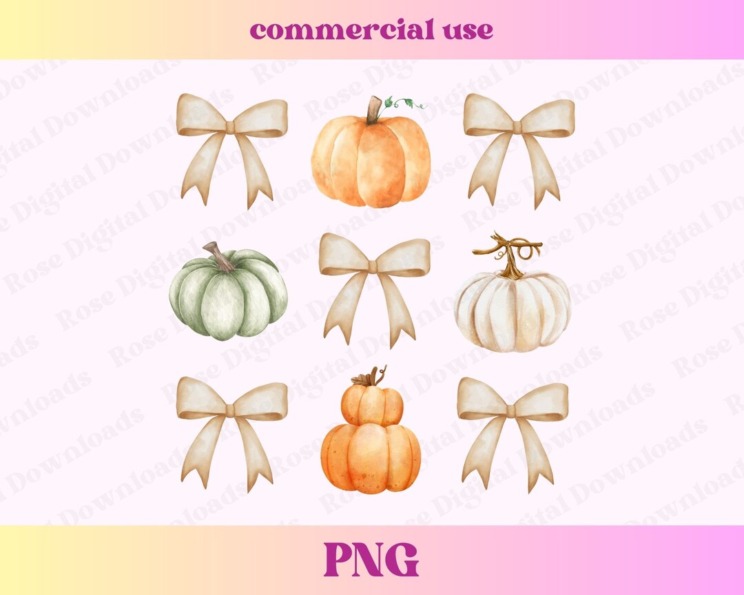Trendy Coquette Fall Png | Soft Girl Era Png | Pumpkin Ribbon Bow ...