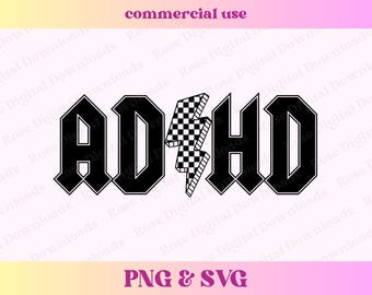 Checkered lightning bolt ADHD PNG SVG | Unhinged Sarcastic sublimation | Funny retro vintage Tshirt digital design | Checkerboard weirdcore
