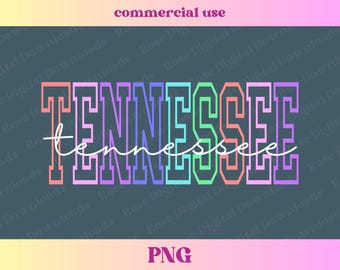 Colorful Tennessee PNG | Trendy state shirt design Retro Vintage T-shirt Sublimation, Hometown gift, Trending TN state shirt digital design