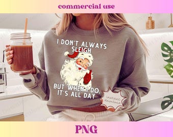 Trendy Vintage Santa Group Shirt PNG | Retro Sleigh All Day Matching Shirts | Cute Christmas T-shirt design, Sublimation Digital Download