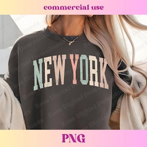 Pastel New York PNG | Trendy state shirt design | Retro Vintage T-shirt Sublimation, Hometown gift, Trending Varsity NY state digital PNG