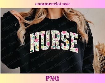 Floral Nurse PNG | Flower shirt design | Distressed Varsity Registered Nurse T-shirt Sublimation | RN Trending Nursing CRNA student gift