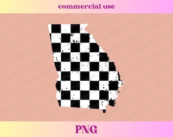 Checkered Georgia PNG | Trendy state shirt design | Distressed Retro Vintage Tshirt Sublimation | Home town gift | Trending checkerboard GA